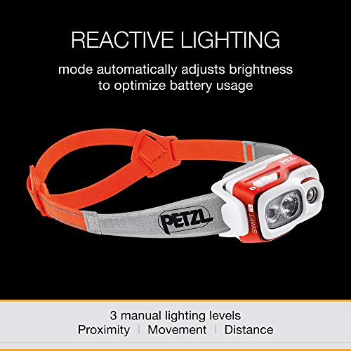 Petzl Swift RL Lámpara De Cabeza, Adultos Unisex, Naranja, Uni