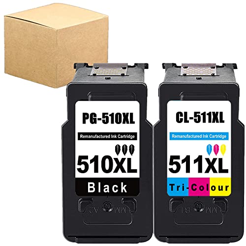 PG-510 CL-511 Reemplazo para Canon 510 tinta Impresora Canon 510 511 PG-510 CL-511 para Canon Pixma MP495 MP280 MP480 MP490 iP2700 MX410 Impresora (1 Negro, 1 Tricolor)