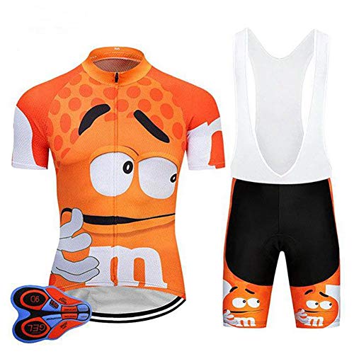 PGone Verano Hombre Ciclismo Jersey Manga Corta diversión Dibujos Animados mm Naranja - Bicicleta de Carretera Bicicleta al Aire Libre Jersey, cómoda de compresión de Secado rápido Transpirable