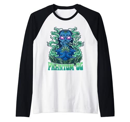 Phantom OG Strain Ghost Weed Hybrid Alien Camiseta Manga Raglan