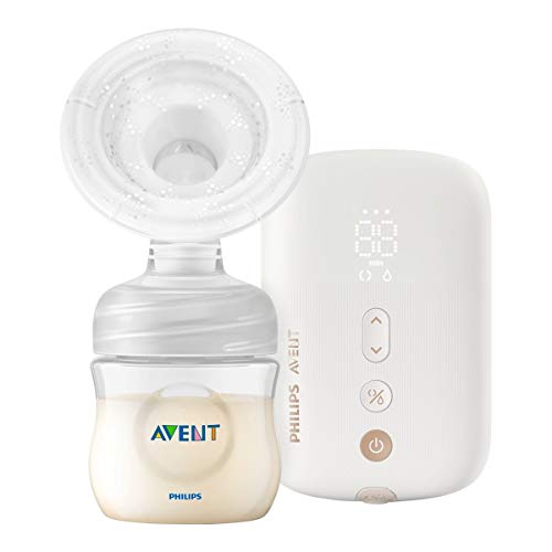 Philips Avent Sacaleches eléctrico SCF396/11 - Sacaleches con una sola bomba de silicona flexible, batería recargable, botella natural, motor silencioso, color blanco