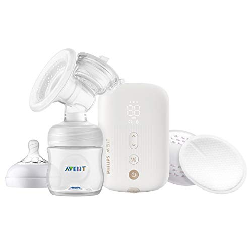 Philips Avent Sacaleches eléctrico SCF396/11 - Sacaleches con una sola bomba de silicona flexible, batería recargable, botella natural, motor silencioso, color blanco