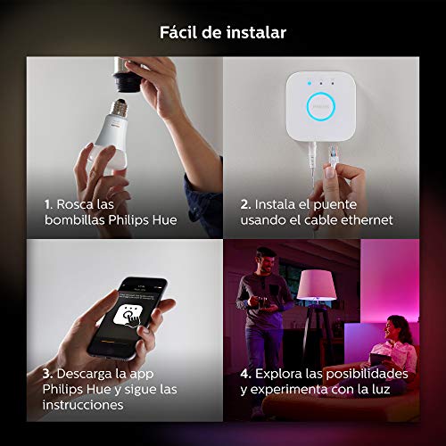 Philips Hue Pack 2 Bombillas Inteligentes LED E27, 9.5 W, Luz Blanca y de Colores, Compatible con Alexa y Google Home