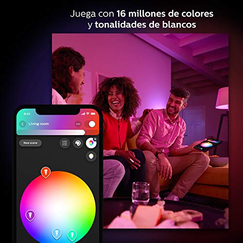 Philips Hue Pack 2 Bombillas Inteligentes LED E27, 9.5 W, Luz Blanca y de Colores, Compatible con Alexa y Google Home