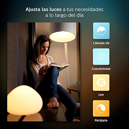 Philips Hue Pack 2 Bombillas Inteligentes LED E27, 9.5 W, Luz Blanca y de Colores, Compatible con Alexa y Google Home