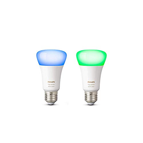 Philips Hue Pack 2 Bombillas Inteligentes LED E27, 9.5 W, Luz Blanca y de Colores, Compatible con Alexa y Google Home