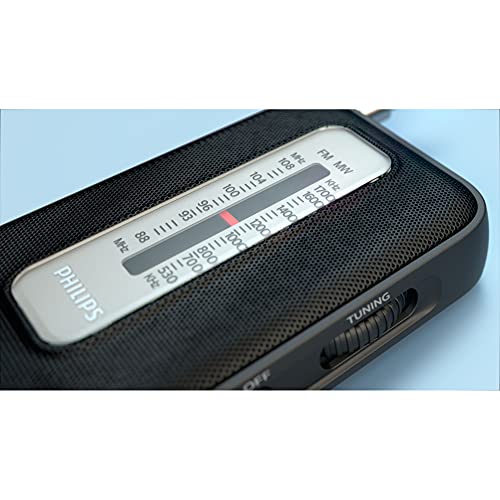 Philips Radio Portátil FM/Radio Pequeña Retro Ideal para Cocina, Baño o Garaje/Funciona con Pilas, Diseño Clásico, Fácil de Utilizar/Radio Philips TAR1506/00