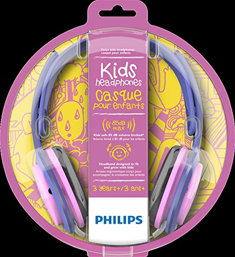 Philips SHK2000PK/00 Auriculares para Niños con Cable, Niñas Diadema (Controladores Altavoz 32mm, Almohadillas Aislamiento Ruido, Almohadillas Suaves) Rosa y Morado
