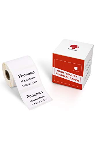 Phomemo Papel de etiquetas térmicas-etiqueta autoadhesiva multifunción, etiqueta de dirección 1.57"x1.18" (40x30mm), adecuada para la impresora de etiquetas Phomemo M110 M200, 230 etiquetas/rollo