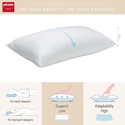 Pikolin Home - Pack de 2 almohadas de fibra con tratamiento dermoprotector Aloe Vera de firmeza baja recomendada para dormir boca abajo