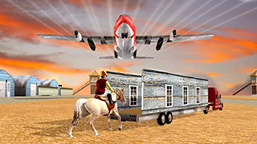 Piloto de avión simulador de transporte de caballos 3D: Transporte de animales salvajes Simulador de carga de vuelo Misión de la aventura gratis para niños 2018