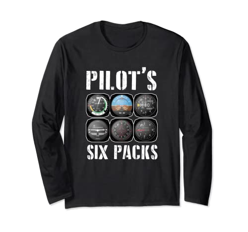 Pilot's Six Pack | Cosas de pilotos para hombres y mujeres Manga Larga