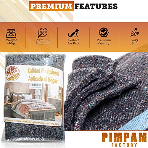 PimPam Factory - Pack de 5 Mantas Protectoras para Mudanzas de 140x200, 410g | Fabricado en España | Protección y Seguridad en el Transporte | Cubre y Protege Muebles | Para Mascotas, Yoga