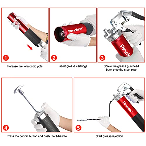 Pindex Bomba de engrase Pistola engrasadora: 8000PSI Pistola de engrase con Palanca
