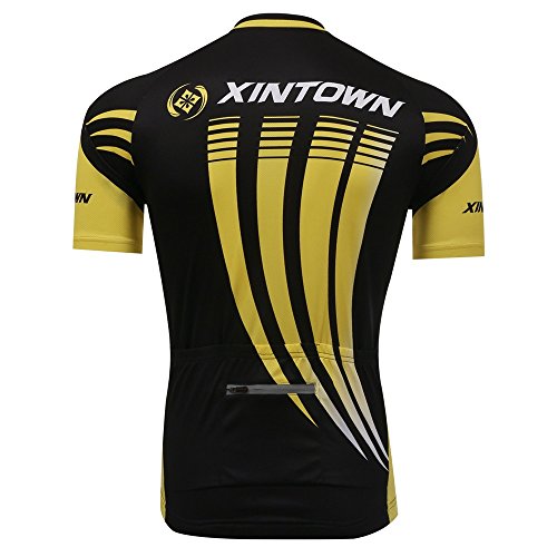 Pinjeer Rayas Amarillas diseño Transpirable 2018 Verano Ciclismo Jersey Ropa al Aire Libre Deportes MTB Riding Clothes, Secado rápido Jersey Hombres Manga Corta para Racing Bike