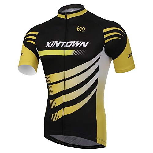 Pinjeer Rayas Amarillas diseño Transpirable 2018 Verano Ciclismo Jersey Ropa al Aire Libre Deportes MTB Riding Clothes, Secado rápido Jersey Hombres Manga Corta para Racing Bike