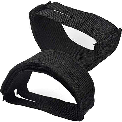 Pinsheng 2 Piezas Correas de Pedales, Correas de Nylon para Pedales de Bicicleta con Clip para el Dedo del Pie para Bicicleta de Piñón Fijo (Negro)