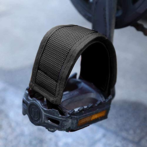 Pinsheng 2 Piezas Correas de Pedales, Correas de Nylon para Pedales de Bicicleta con Clip para el Dedo del Pie para Bicicleta de Piñón Fijo (Negro)