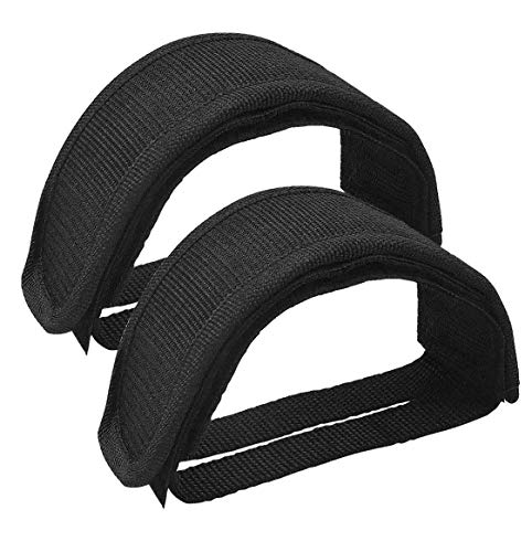 Pinsheng 2 Piezas Correas de Pedales, Correas de Nylon para Pedales de Bicicleta con Clip para el Dedo del Pie para Bicicleta de Piñón Fijo (Negro)