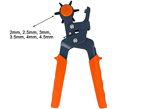 Pinza de troquelado, perforadora, perforadora para cinturones y cuero, 6 tamaños de agujeros