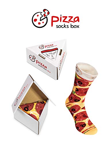 Pizza Socks Box Slice Pepperoni - Mujer Hombre - 1 par de Calcetines - Tamaño 41-46