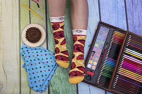 Pizza Socks Box Slice Pepperoni - Mujer Hombre - 1 par de Calcetines - Tamaño 41-46