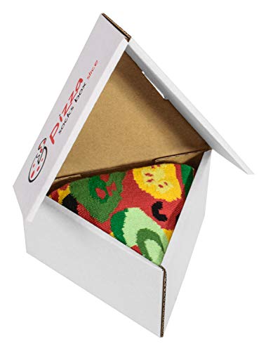 Pizza Socks Box Slice Vege - Mujer Hombre - 1 par de Calcetines - Tamaño 36-40