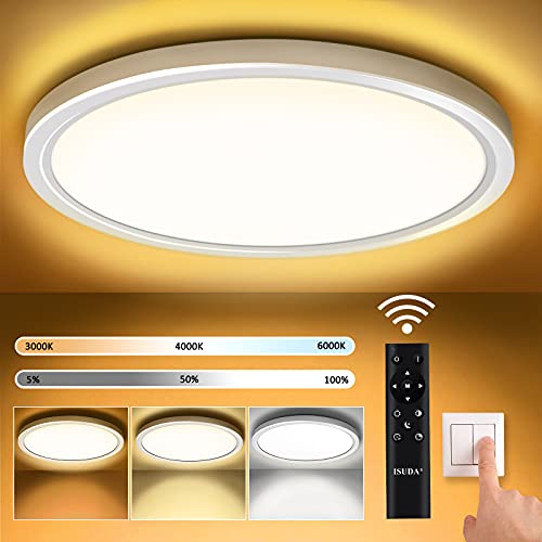 Plafon LED Techo Redondo Lámpara de Techo Moderna Regulable 3000K-6000K Ø30CM 18W Luz de Techo con Mando a Distancia 1600LM Lamparas de Dormitorio de Techo Salon, Cocina, Baño, Pasillo, Sala