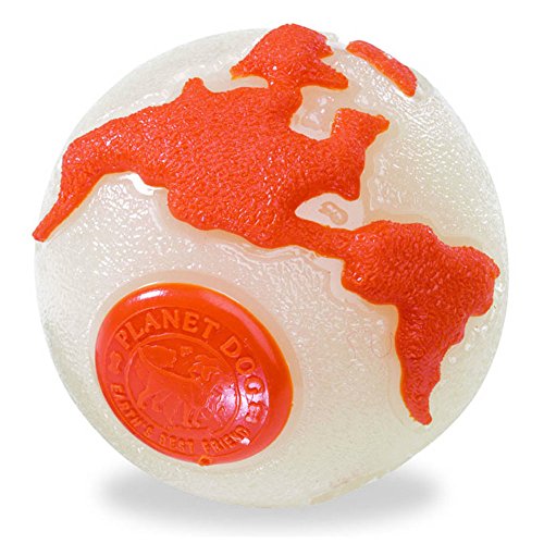 Planet Dog Orbee-Tuff Planet - Pelota con dispensador de recompensas para perros - Brilla en la oscuridad - Naranja - Pequeña