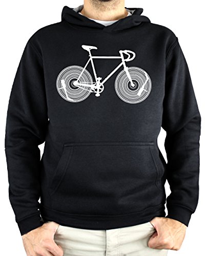 PLANETACAMISETA Sudadera Hombre - Unisex Bicicleta Vinilo (Negro, M)