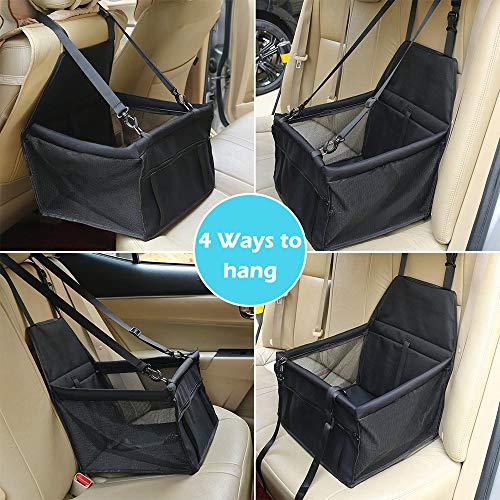 Plartree Asiento del Coche para Mascotas,con Cinturón de Seguridad Asiento para Mascotas Plegable,Lavable e Impermeable,Adecuado para Asientos de Automóvil para Mascotas Pequeñas y Medianas