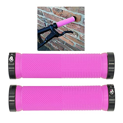 PLATT Puños Bicicleta Cómodos de Goma Antideslizante con Extremos de Barra de Aluminio y Llave Allen para MTB/BMX (Rosa)