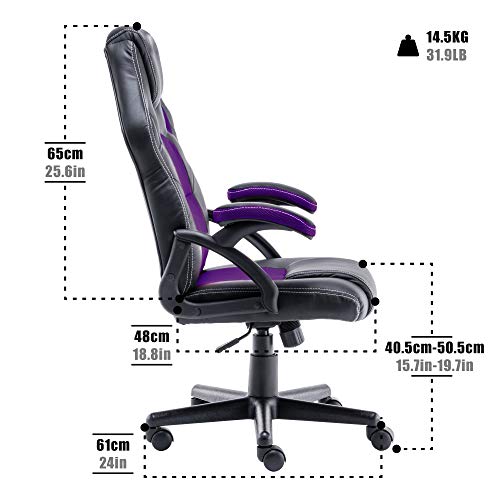 play haha. Silla de Escritorio para Videojuegos, Estilo de Carreras, Silla de Oficina giratoria, ergonómica, Silla de Trabajo con Soporte Lumbar, de Piel sintética con Silla de Trabajo Ajustable