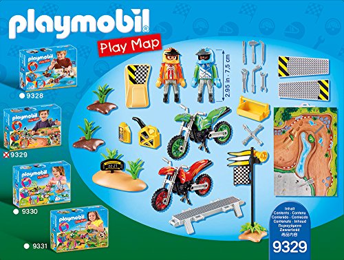 PLAYMOBIL- Play Map Motocross Juguete, Multicolor (geobra Brandstätter 9329)