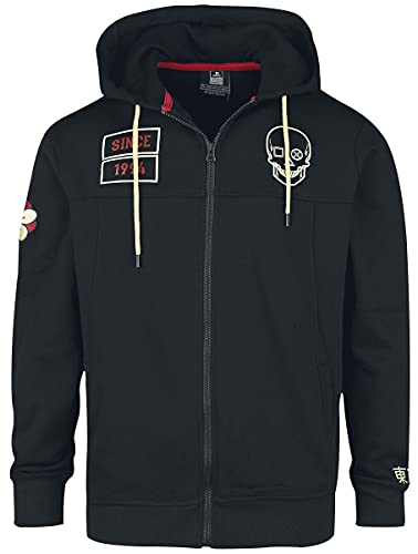 Playstation Biker - Japanese Hombre Capucha con cremallera Negro M, 60% algodón, 40% poliéster, Regular