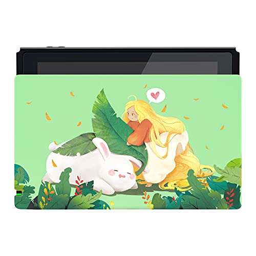 PlayVital Protector para Nintendo Switch Accesorios Dock Carcasa para Charging Dock Cover Cubierta de Polvo Anti-Rayas Placa Solid Funda para Nintendo Switch Dock-No Incluye Dock(Conejo y Chica)