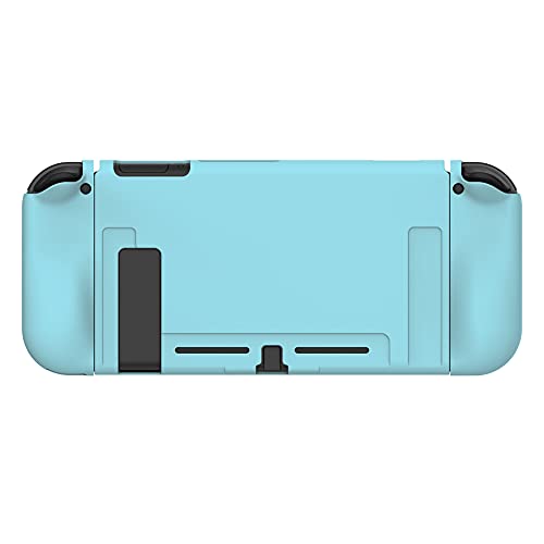 PlayVital Protector para Nintendo Switch Carcasa con Tapas de Botón Estuche Delgado de TPU Suave Funda para Nintendo Switch Joy-con&Consola Incluye Colorido ABXY Dirección Botón Caps(Azul)