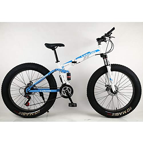 Plegable Doble Amortiguación Velocidad Variable Freno De Disco Bicicleta De Montaña 26''24''Neumático De Grasa De Rueda Ancha 4.0 Bicicleta para Hombres Y Mujeres,Bicicleta De Nieve-B 26inch