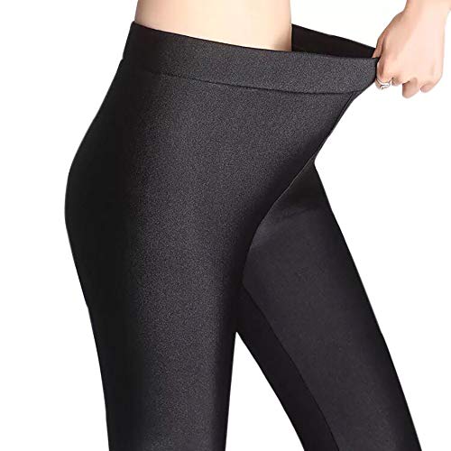 Pluto & Fox Leggings Pantalónes Térmico para Mujer De Brillo Suave Talla Grande con/Sin Forro Polar Elegible Elegante Super Elástica Tamaño L-4XL (Negro(Sin Forro Polar), XXL)