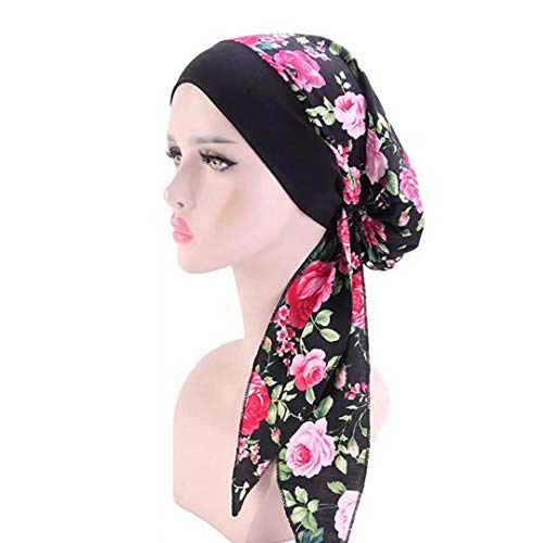 Pluto & Fox Turbante Gorra Pañuelo para Cabeza De Tela De Mujer para Cáncer Quimioterapia Chemo Oncológico Noche Pèrdida de Pelo Cabello (Diseño 7, 1)