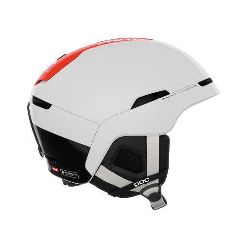 POC Obex BC SPIN Casco, Unisex Adulto, Hydrogen White/Fluorescent Orange AVIP, 51-54 cm