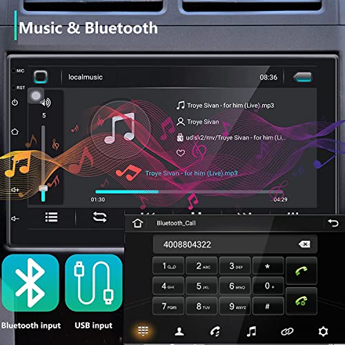 Podofo Radio de Coche 2 DIN Car Stereo Android GPS 16GB 6.8 Pulgadas Pantalla táctil Llamadas Manos Libres Bluetooth+WiFi+Navegación GPS+Cámara de Visión Trasera