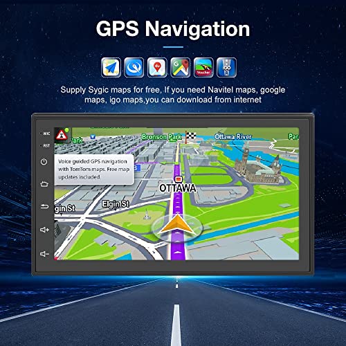 Podofo Radio de Coche 2 DIN Car Stereo Android GPS 16GB 6.8 Pulgadas Pantalla táctil Llamadas Manos Libres Bluetooth+WiFi+Navegación GPS+Cámara de Visión Trasera