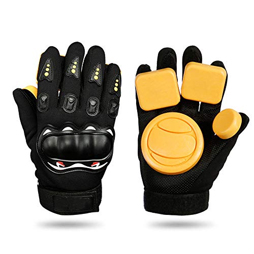 POFET Guantes de skate Downhill Slide Guantes de piedra Flint Sparks Longboard Guantes de protección de engranajes/Pad Downhill Slide Guantes