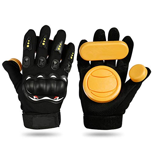 POFET Guantes de skate Downhill Slide Guantes de piedra Flint Sparks Longboard Guantes de protección de engranajes/Pad Downhill Slide Guantes