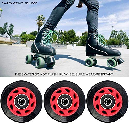 POHOVE Ruedas de Patines, 8-Pack Ruedas de Patines Exterior Asfalto Fórmula 82A Blade-S Patines Repuesto con Velocidad Rodamientos Y Espaciador - Negro, Free Size