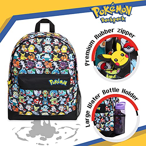 Pokemon Mochilas Escolares, Mochila Niño con Pikachu, Pokeball Y Pokémons, Mochila Infantil para Colegio Deporte Viajes, Regalos Para Niños y Adolescentes (Multicolor)