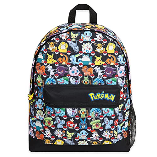 Pokemon Mochilas Escolares, Mochila Niño con Pikachu, Pokeball Y Pokémons, Mochila Infantil para Colegio Deporte Viajes, Regalos Para Niños y Adolescentes (Multicolor)