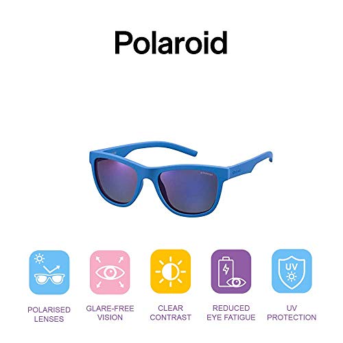 Polaroid PLD 8018/S JY ZDI Gafas de Sol, Azul (Bluette/Greyblmirror Pz), 47 Unisex Niños