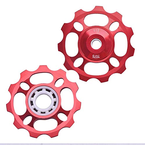 Polea de rueda jockey, 11 dientes rueda jockey polea de cambio trasero accesorios de desviador de bicicleta para bicicleta de montaña Piezas de repuesto para bicicleta de carretera Bicicleta(rojo)